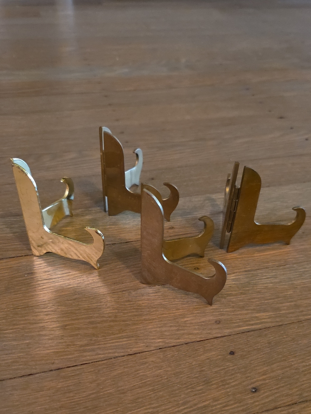 Set of 4 Gold Folding Display Easels for Plates & Frames
